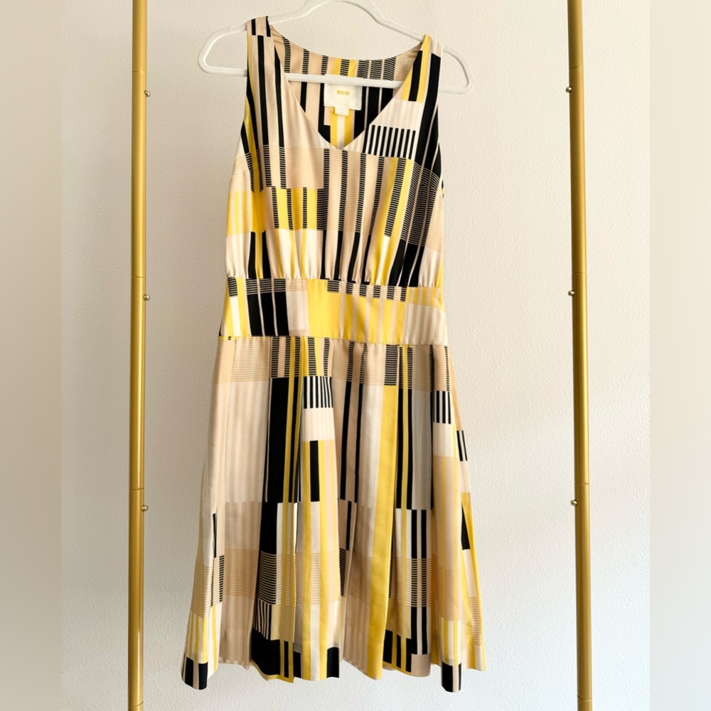 Anthropologie Maeve Otta Silk blend geometric print dress women’s Sz 4